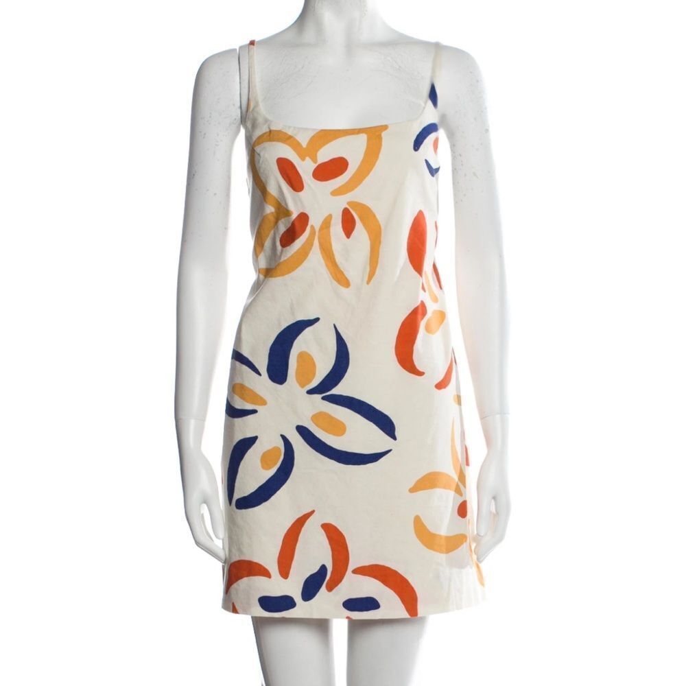Rebecca Taylor Cut Out Printed Skirted Linen Blend Romper(Size 2 )